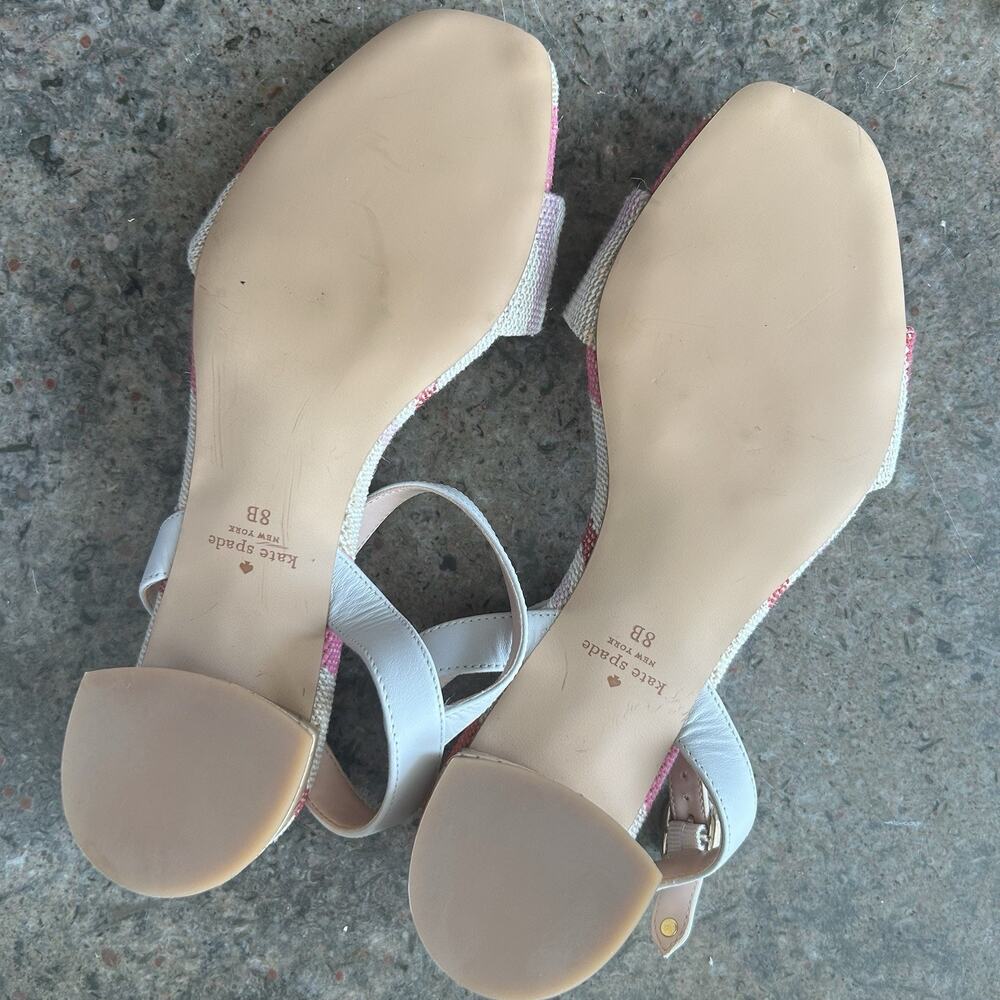 Kate Spade Lottie Pink Stripe Block Heel Sandals Women’s 8 - Picture 6 of 9